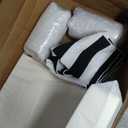 Black and White Stripe Outdoor Cushions Set of 2, 24x24 Inch Deep Seat and Back Cushions, Waterproof & Fade-Resistant, Removable Covers, Black Stripes