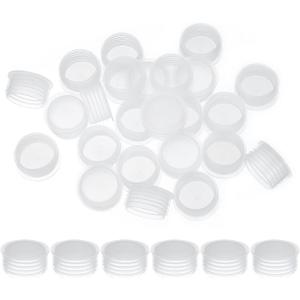PATIKIL Salt and Pepper Shaker Stoppers 24mm/0.94", 25Pcs Plastic Salt Shaker Plug Replacement Reusable Clear Round End Cap for Pots Bottles Pipes