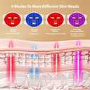 Red Light Therapy for Face, 4 Modes LED Light Therapy Mask with 850nm NIR Infrared Red & Blue Light, Rechargeable Portable Facial Skincare Device with Timer for Home Use, Lightweight for Women & Men