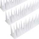 Bird Spikes, 1.2m Tall Bird Deterrent Spikes, 3 Pack Plastic Anti Pigeon Spikes for Outside to Keep Birds Away Fence Spikes,Bird Scare for Woodpecker, Pigeon, Raccoon(Clear)