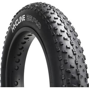 Hycline Fat Bike Replacement Tire: 20x4.0/26x4.0 Inch Puncture Resistant Folding MTB Bicycle Tires, All Terrain High-Density Bike Tires with Street or Trail Riding
