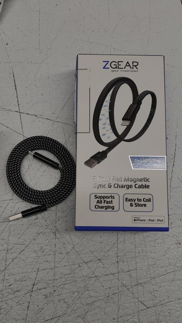 ZGEAR Flat Magnetic Cable Type Lightning 3ft And ZGEAR 10ft Braided Sync & Charge Cable Type USB-C.