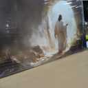 Jesus Leaves the Tomb Canvas Wall Art, Christian Resurrection Savior Wall Decor Paintings, Religion Bible Pictures Posters Prints for Church Prayer Room Living Room Home Decor 24x36 Inch Framed