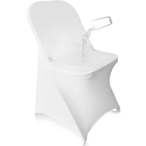 EMART Folding White Chair Covers 25 Pcs, Polyester Spandex Universal Standard Seat Slipcovers Fitted for Wedding Bulk, Party, Banquet and Holidays Celebration
