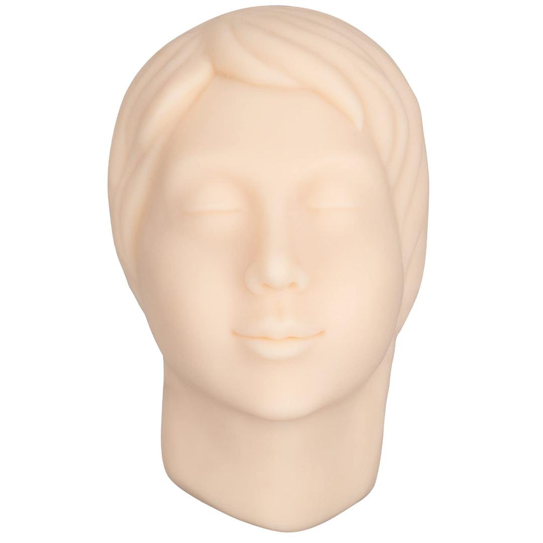 Injection Training Silicone Mannequin Head - Full Soft Silicone with Bones Inside Human Face Facial Skin Practice Model Training Practice for Micro-Plastic Suture Jewelry Display Makeup