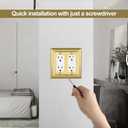 Metal Wall Plate for Electrical Outlets, Decorative Brass Gold Switch Plates Outlet Cover, Light Switch Cover Plate, 2-Gang Wall Plates (Double Decorator, 2 Pack)