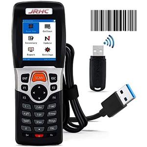 Wireless Barcode Scanner JRHC Inventory Scanner Collector Portable Data Terminal Inventory Device USB Barcode Scanner 1D PDT with 2.2 Inch TFT Color LCD Screen for Store, Supermarket, Warehouse