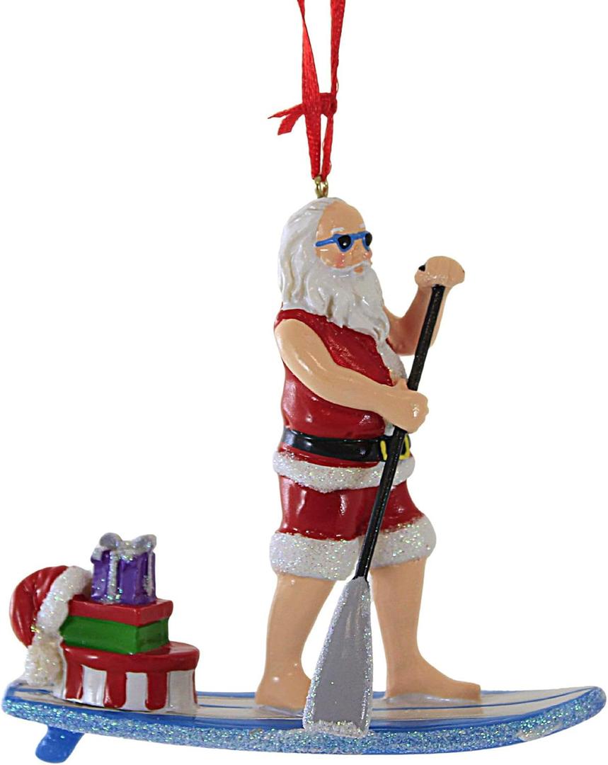 Paddle Board Santa Ornament