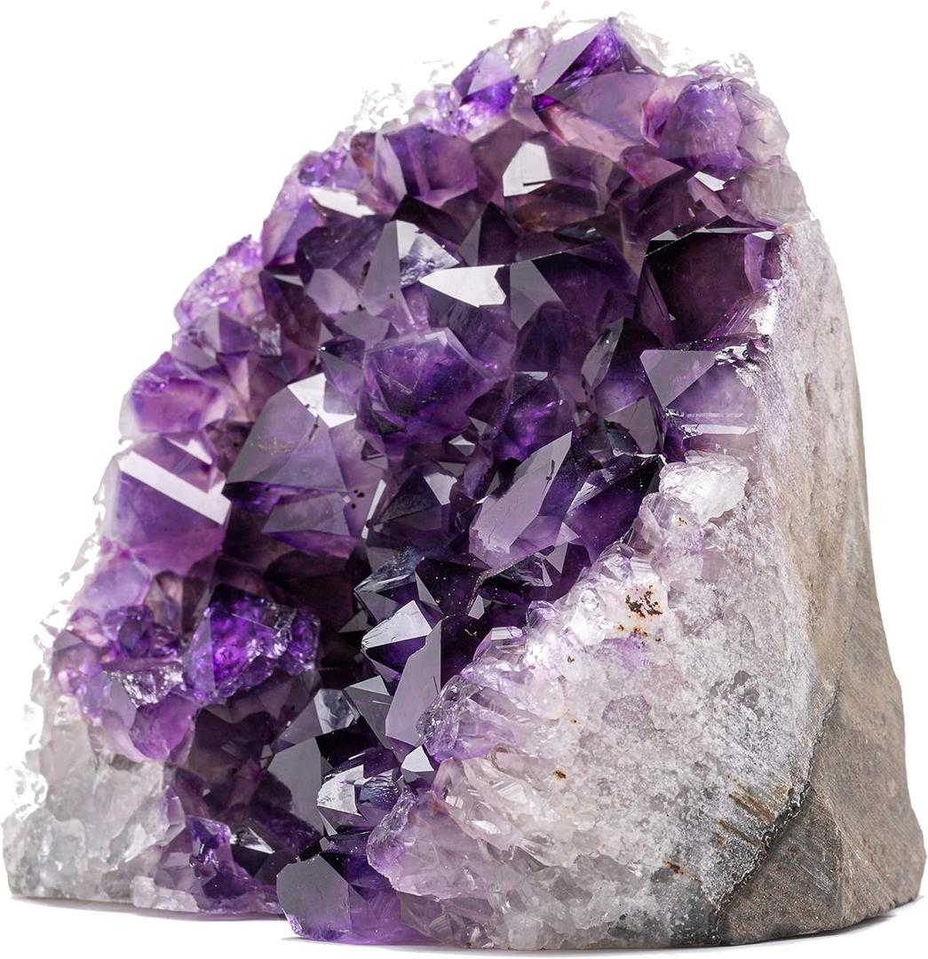 Natural Amethyst (1.5 lb to 2 lb) - 4" to 6" Height - Crystal Clusters Stone from Uruguay Raw Geode Quartz - Deep Purple Color