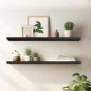 Floating Shelves 24 Inches Long, Set of 2 Solid Rustic Wood Wall Mounted Shelves, Wall Picture Ledge Shelf with Invisible Metal Brackets for Living Room, Bedroom, Bathroom, Black