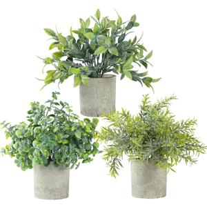 3 Pack Life-Like Potted Fake Plant, Artificial Plants Indoor, Artificial Frost-Hung Green Plants,Eco-Friendly Gray Pot, No Need for MaintenanceIdeal Decor for Home and Office