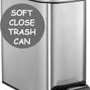 Homie Soft Close, Slim Trash Can 6 Liter / 1.6 Gallon with Anti - Bag Slip Liner and Lid, Use as Mini Garbage Basket, Slim Dust Bin, or Decor in Bathroom, Restroom, Kitchen, or Bedroom