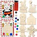 24 Pcs Circus Unfinished Wood Cutout Craft kits Circus Theme Party Decorations Carnival Party Favors Return Gifts for Birthday Party
