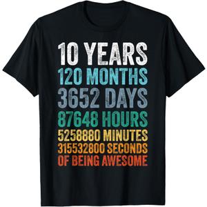 10 Year Old Bday Decorations Son Boy 10yr 10th Birthday T-Shirt, Large