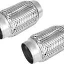 MXA 2.5 Flex Exhaust Pipe, Flexible Exhaust Tubing, Stainless Steel Exhaust 2 1/2 Flexi Pipe, Extension Tube Exhaust Mid Pipes,Universal Fit Double Braid 2 Pack (2.5" x3.35"x5.9")