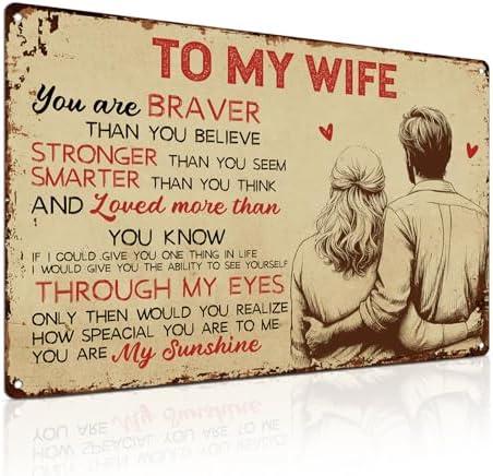 Pack of 2 ALKB Metal Sign - Decorative Metal Sign, 8x12 Inch, Vibrant, Vintage, Wall Mount, Love Theme, Gift for Wife, Anniversary, Birthday, Valentine's Day
