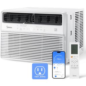 Midea 14,000 BTU Smart Inverter Window Air Conditioner with APP, Alexa Control, 115V AC Unit Cools up to 700 Sq. Ft, Quiet Operation, Energy Saving, Remote & Easy Installation Kit, White