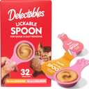 Delectables Lickable Spoon Handheld Wet Cat Treats Made with Real Chicken & Salmon, Quick & Easy Creamy Puree, Mess Free, Grain-Free, No Added Fillers, No by-Products, Variety Pack, 32ct (EXP 03/23/28)