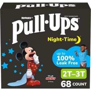 Pull-Ups Boys' Night-Time Potty Training Pants, Size 2T-3T Overnight Training Underwear (16-34 lbs), 68 Ct