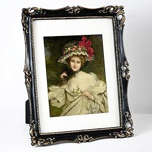 Funerom 11x14 Vintage Picture Frames with Glass Front, Ornate Frame, Antique Picture Frames for Tabletop or Wall Hanging, Black