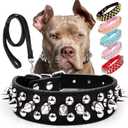 Dog Collars for Medium Dogs with Leash, Epesiri Spiked Dog Collar for Large Dogs, Dog Collar, Studded Rivet Pit Bull Leather Dog Collar Durable Cat Collar for Large Pet Gift, XL