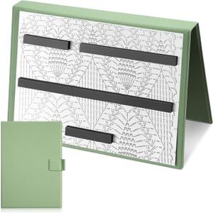 Flutesan 1 Pcs Sage Green Knitting Pattern Holder, Fold up Cross Stitch Knitting Chart Keeper with 4 Pcs Replacement Magnets, Cross Stitch Accessories Supplies, Unfolded Size 13.2 x 9 Inch