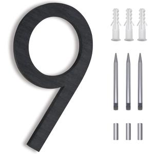 8 Inch Modern House Numbers - Black Metal Large Address Numbers, Floating Flush Mount Aluminum