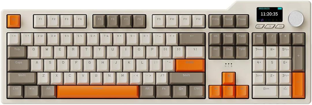 DAIDAIAJAZZ AK35I V3 Full Size Hot Swap Mechanical Gaming Keyboard with Screen & Knob 2.4G/BT/USB-C Gasket Keyboard FR4 Plate 8000mAh Battery South Facing LED RGB (Avocado Axis) (Retro Orange)