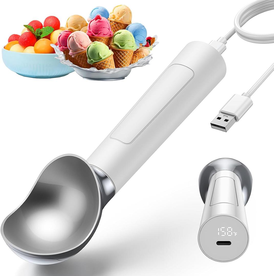 Heated Ice Cream Scoop, Electric heated ice cream scoop that heats up to 158F for hard ice cream, Easy to use with LED display, IP67 Waterproof Ice Cream Scoop,Easy to clean