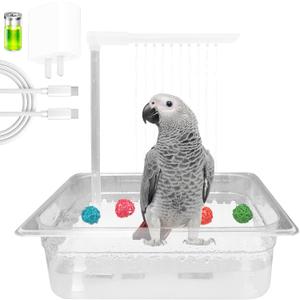 Parrot Bathtub Bird Automatic Bath Shower with 180  Circulating Faucet Contains USB and Power Plug for Medium Birds African Grey Amazon Conure Parakeet Cockatiel Lovebird