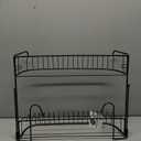 mDesign Extra Wide Metal Wire Over The Bathroom Shower Door Caddy, Hanging Storage Organizer with Built-in Hooks and Baskets on 2 Levels for Shampoo, Body Wash, Loofahs, Rust Resistant - Matte Black