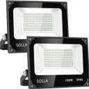 SOLLA 2 Pack 100W Led Flood Light, 10000lm 3000K Warm White Exterior Flood Lighting, Outdoor Indoor Flood Light Fixture Landscape Security Floodlight Spotlight for Yard, Garden, Garage, Rooftop