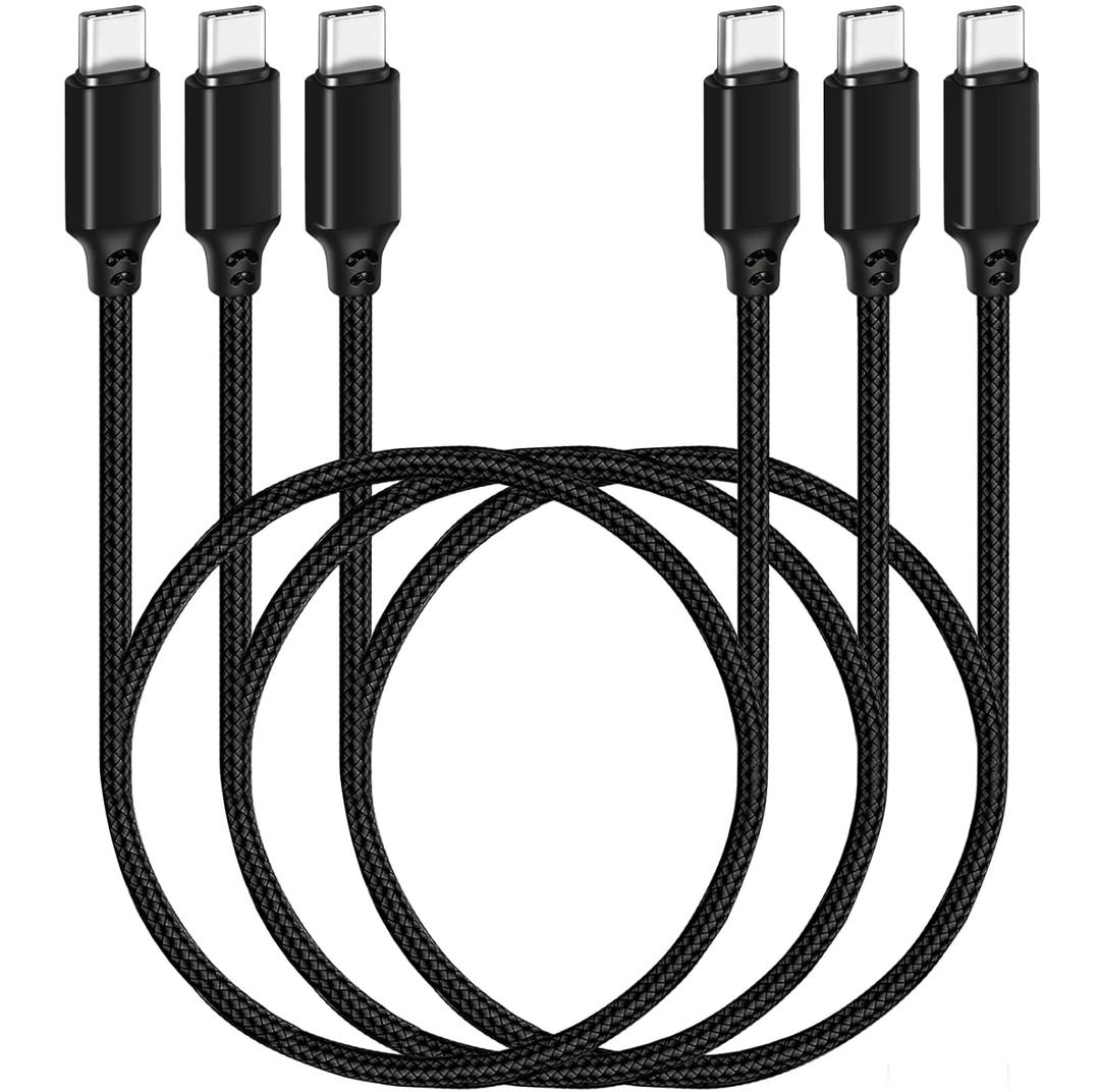 USB C to USB C Cable 2ft 3Pack, 240W USBC Cable Short PD USB 2.0 Fast Charging Cord Compatible for iPhone 15/15 Plus/15 Pro/15 Pro Max, Galaxy S23/S22, iPad Pro/Air 2020, MacBook Air/Pro