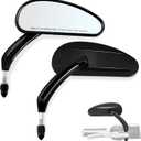 FOVPLUE Handlebar Mount Mirrors,Teardrop Motorcycle Rearview mirrors for 1982-2025 Harley Models,for CVO Dyna Touring Electra Glide Road Glide Road King Softail Street Glide Sportster 1200 883,Black