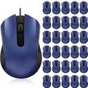Bonuci 30 Pack USB Wired Mouse 3 Button Corded Computer Mice Bulk USB Mouse for PC Desktop, Laptop, Office, School, Classroom Use(Blue)