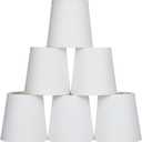 Lampwell VALO Clip-on Chandelier Fabric Lamp Shades, Set of 6,Small Barrel,5.2 inches 4 inches H5.2 inches ,Linen, Handmade, Traditional Decorative, White