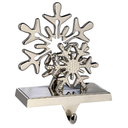 Sunepany Silver Snowflake Christmas Stocking Holders for Mantle Stocking Hangers Set of 2 Stocking Hooks Fireplace Mantel Decor