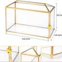 Glass Wedding Card Box with Lock, 12.6x5.9x9 inches Large Gold Card Boxes for Wedding Reception, Keepsake Display, Graduation, Party Centerpiece Decorative Box