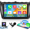 [2+64G] Android 13 Car Radio for Mazda 6 2007-2012 with Wireless Carplay and Android Auto - 9 Inch Touch Screen Car Stereo - Multiple UI Themes/GPS/WiFi/SWC + AHD Backup Camera 