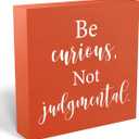 2 x Inspirational Gift Home Office Desk Cubicle Shelf Decor TV Show Decor, Be Curious Not Judgemental Sign, Soccer Football Coach Gifts for Fans 5 X 5 Inch