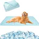 NACOCO Pet Summer Cooling Blanket - 35.4" x 49.2" Double-Sided Mat Dog Puppy Self Cat Pad Bed Cover for Home Outdoor Sofa Sleeping Washable Portable Lightweight Small Medium Large(Blue,M)