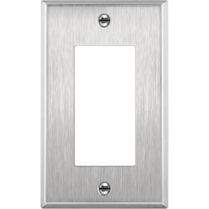ENERLITES Decorator Switch or Receptacle Outlet Metal Wall Plate, Corrosion Resistant, Size 1-Gang 4.50" x 2.76", UL Listed, 7731, 430 Stainless Steel, Silver