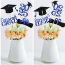 4 x Graduation Decorations 2025, 16 PCS Black Blue Graduation Centerpieces for Tables, Double-Sided Table Toppers Centerpieces, Class of 2025 Grad Party Decorations 2025