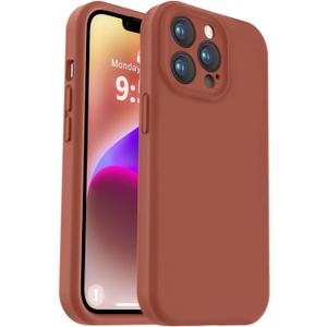 Vooii Compatible with iPhone 13 Pro Case, Liquid Silicone Upgrade [Camera Protection] [Soft Anti-Scratch Microfiber Lining] Shockproof Phone Case for iPhone 13 Pro 6.1 inch - Caramel