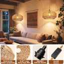 Maliralt Hanging Lamps Rattan Pendant Light Hanging Lights 16.4ft Plug in Cord Pendant Light Fixture Plug Into Wall Outlet Pendant Lighting with On Off Switch for Bedroom Living (11.8 Inch - Pumpkin Shade)
