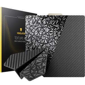 3D Printer Build Plate for Bambu Lab X1 X1C X1E P1P P1S A1, 3D Printer Accessories PET+PEO Dual Texture 257x257mm, Flexible Spring Steel Hot Bed Platform Sheet (Pet Carbon Fiber + Peo Diamond)