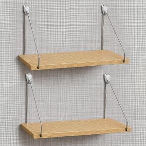 2 Pack Fabric Wall Cubicle Shelf with 40 Lbs Metal Hooks for Wall Decor, 11.8'' Solid Wooden Hanging Organizer Storage Shelf with Hangers Cubicle Accessories for Women Men Desk Office