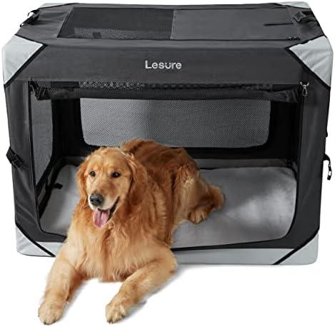 Lesure Collapsible Dog Crate - Portable Travel Kennel for Extra Large Dog, 4-Door Pet Crate with Durable Mesh Windows, Indoor & Outdoor, Charcoal Gray, Size: 42.0"L x 28.0"W x 31.0"H