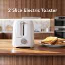 OVENTE Electric 2 Slice Toaster Machine with 6-Shade Browning Selector Setting, Compact Design and Removable Crumb Tray, 700W Power Perfect for Toasting Bread, Thin Bagels and Waffles, White TP2210WGY