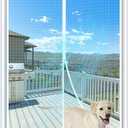 MAGZO Magnetic Screen Door Fit Door Size 30 x 80 Inch, Screen Size 32" x 81" Strong Magnet Door Mesh with Reinforced Hook & Loop for Patio, Sliding, French, White
